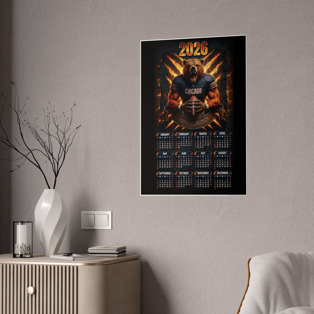 2026 Chicago Football Calendar Poster — Gloss Wall Calendar Poster