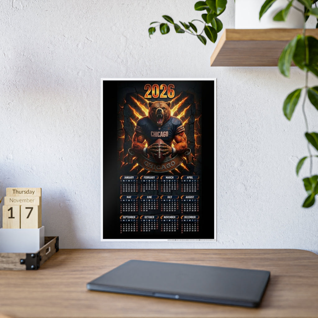 2026 Chicago Football Calendar Poster — Gloss Wall Calendar Poster