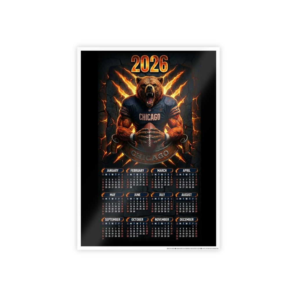 2026 Chicago Football Calendar Poster — Gloss Wall Calendar Poster